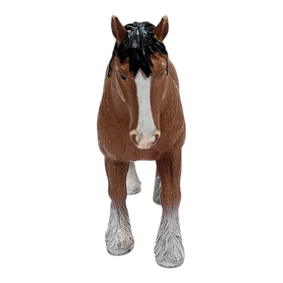 Mojo Clydesdale Horse Figure Farm Life Hand Painted Realistic Toy Brown Black - Picture 3 of 12